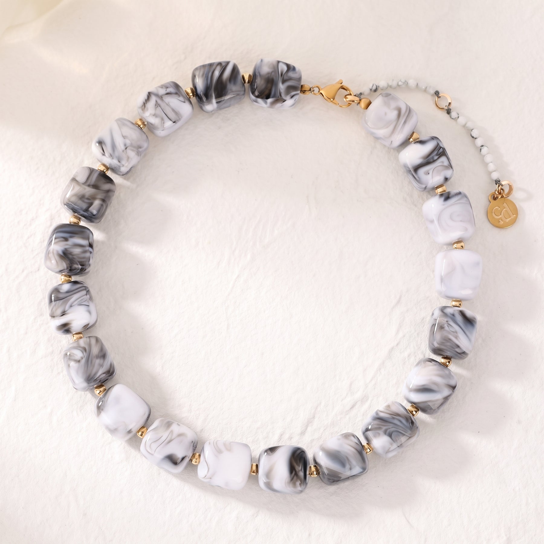 Chunky Square Bead Necklace Orange