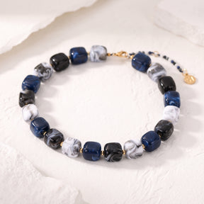 Chunky Square Bead Necklace Earth