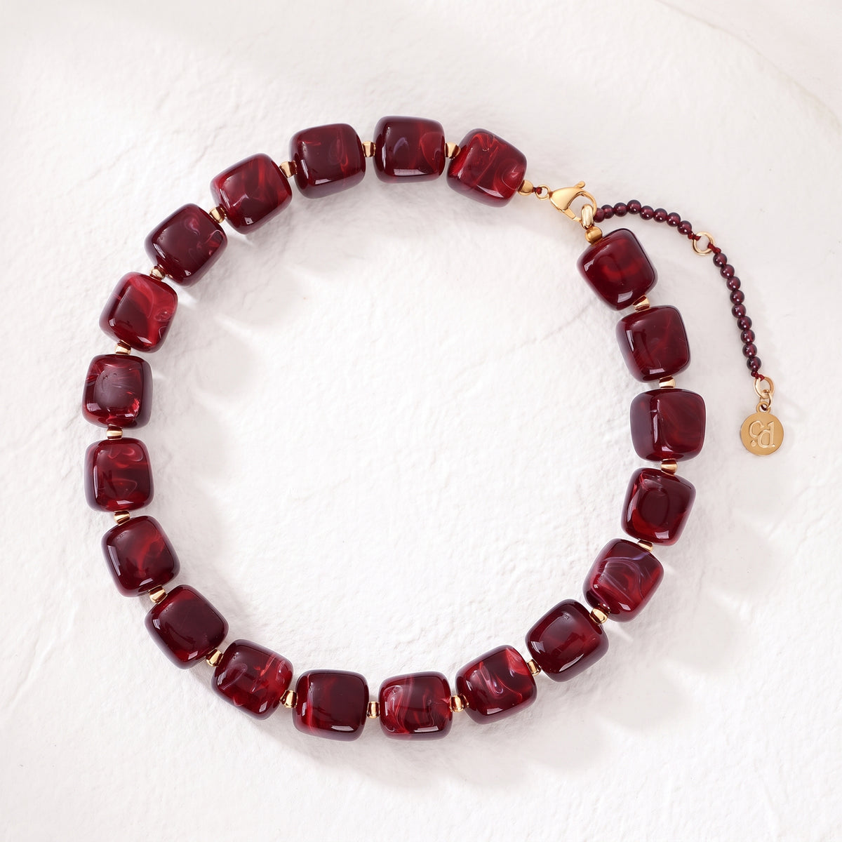 Chunky Square Bead Necklace Rainbow