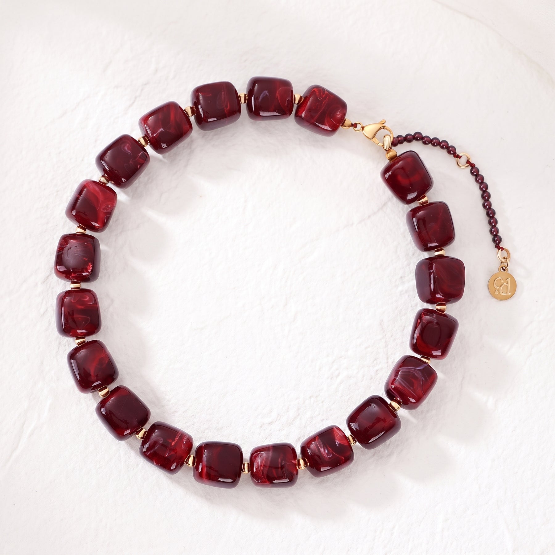 Chunky Square Bead Necklace Turquoise