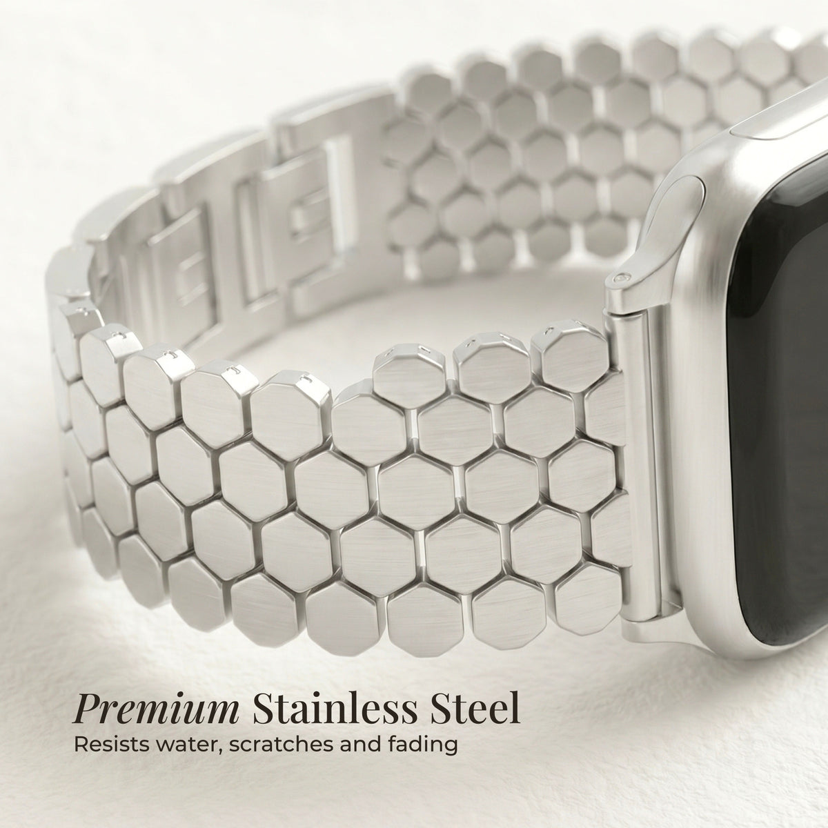 Silver Honeycomb Luxury Apple Watch Strap