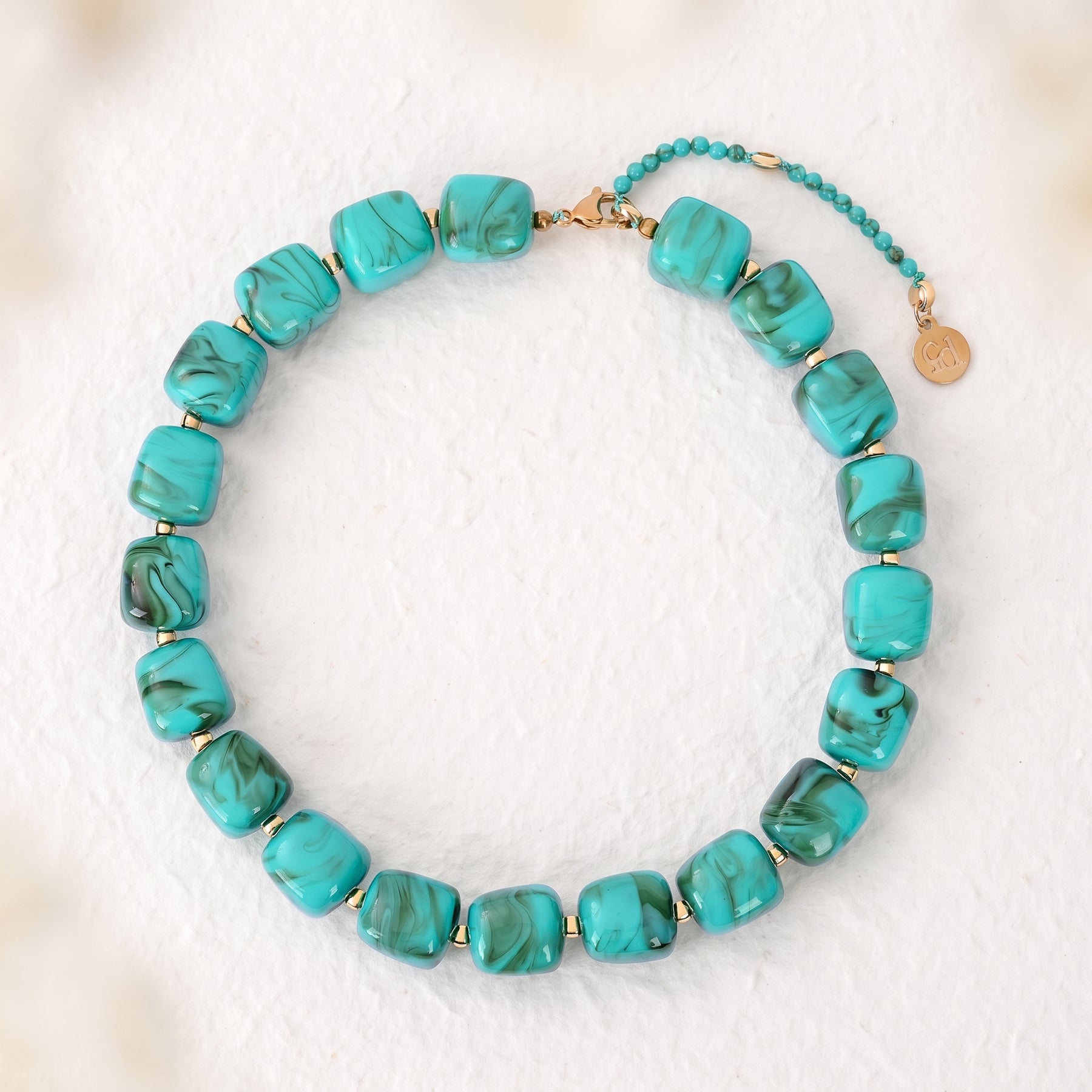Chunky Square Bead Necklace Red