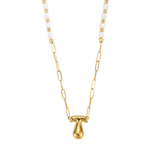 Chic Bubble Pearl Initial Chain Necklace