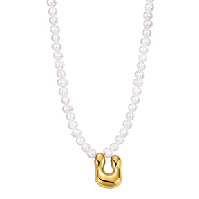 Pearl Bubble Initial Necklace