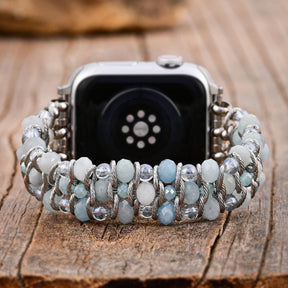 Aquamarine Sapphire Braided Apple Watch Strap