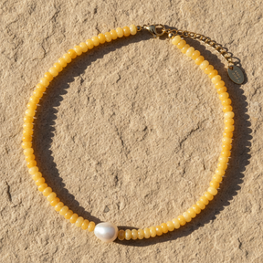 Golden Citrine Pearl Necklace