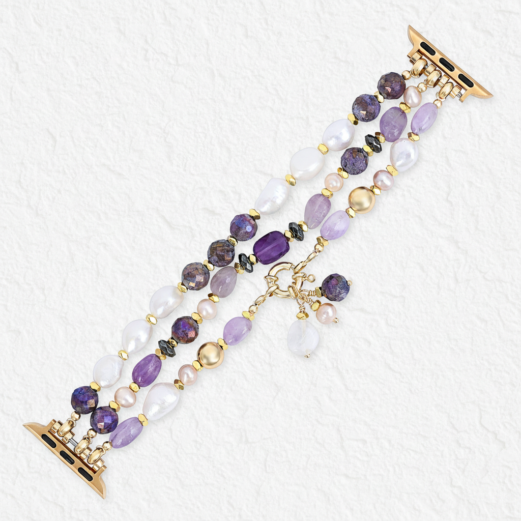 Amethyst Pearl Cluster Stretch Apple Watch Strap