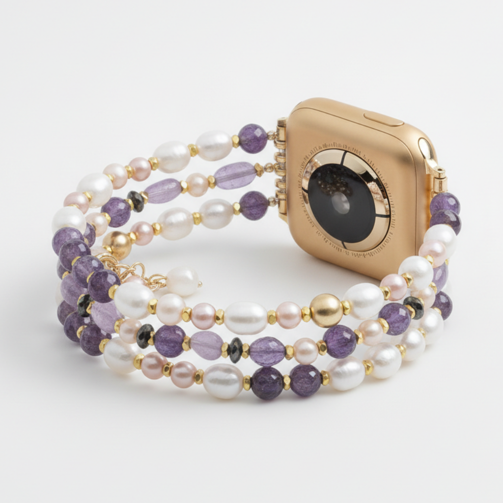 Amethyst Pearl Cluster Stretch Apple Watch Strap