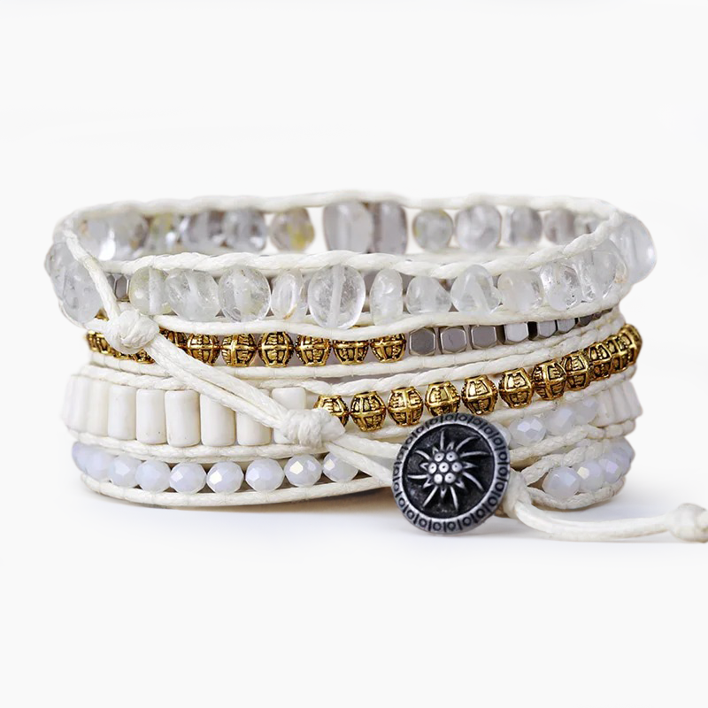 Ivory Golden Quartz Wrap Bracelet