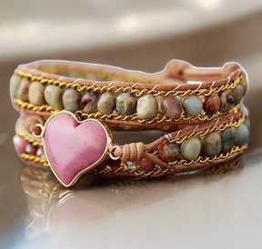 Rhodonite Love Protection Wrap Bracelet