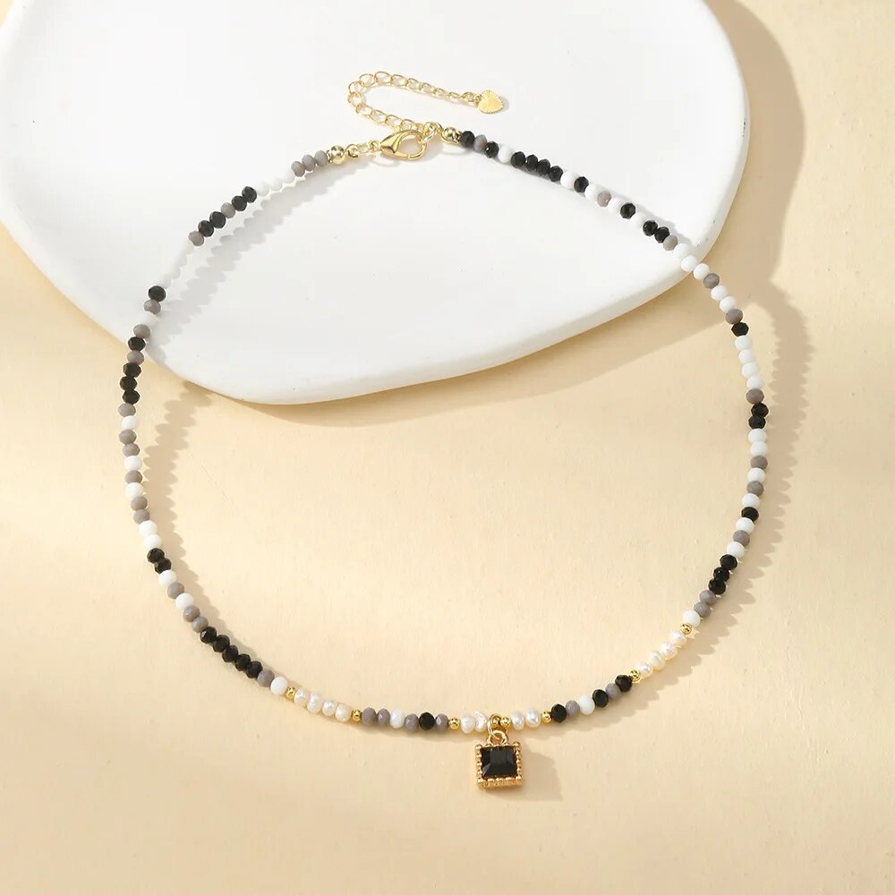 Monochrome Glamour Crystal Choker Necklace