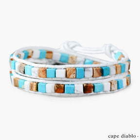 Celestial Natural Stone Leather Bracelet - Cape Diablo