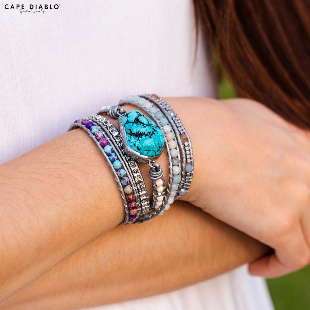Healing Turquoise Protection Wrap Bracelet - Cape Diablo